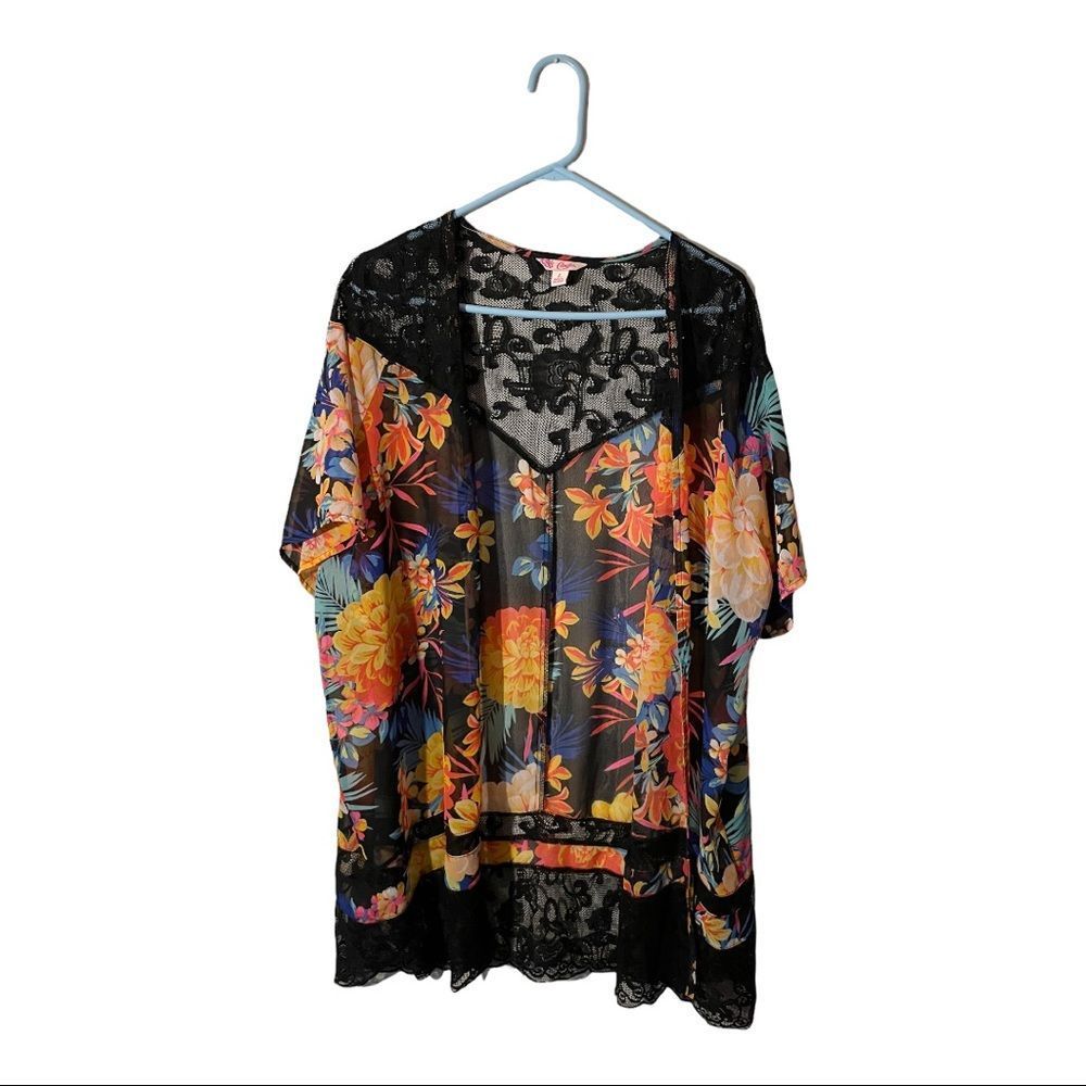 Candie's Tropical Floral Lace Cover Up